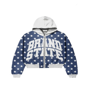 เสื้อฮู้ดสำหรับผู้ชายขนาดใหญ่พิเศษมีซิปรูดซิปแนวสตรีทผ้าคอตตอนสุดหรูปรับแต่งได้ตาม2024 - Product Image 4