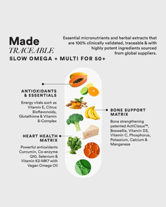 MultiOmega 50 + végétalien avec DHA, EPA et antioxydants pour le soutien des articulations, du cerveau, des yeux et du métabolisme chez les adultes de plus de 50 ans - Product Image 6