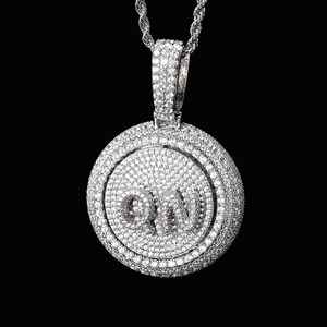À la mode Leb cultivé diamant lettres pendentif 925 argent personnalisé personnalisé Hip hop bijoux avec tourbillonnant lettres conception rotative - Product Image 1
