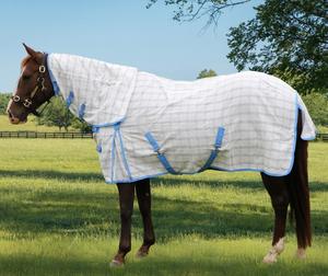 Manta para Caballo de Malla a Cuadros Morada al por Mayor, Transpirable, para Verano, con Doble Hebilla Delantera - Product Image 1