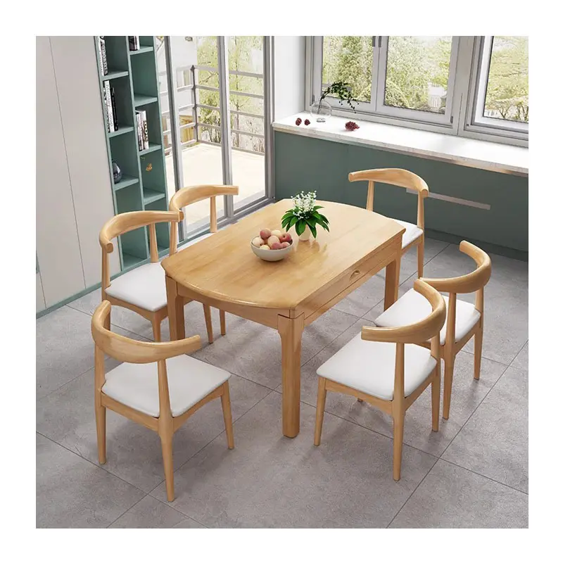 Ensemble meuble rétractable et pliable en bois massif, table à manger, style moderne, nouveau modèle