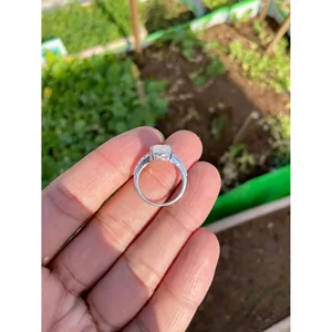 925 Silver Oval Moonstone <b>Adjustable</b> <b>Ring</b> Fashionable Trendy Rose Gold & Gold & Rhodium Plated Inlaid Style for Engagement - Product Image 4