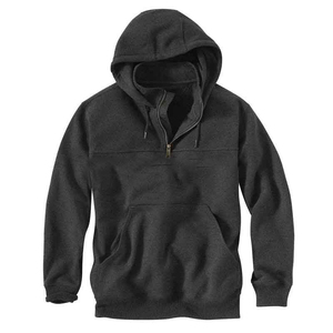 Sweat-shirt tricoté à capuche pour homme, uni, avec fermeture éclair quart de tour et poche avant, idéal pour les activités décontractées en extérieur - Product Image 1