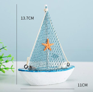 Mini <span class=keywords><strong>bateau</strong></span> à <span class=keywords><strong>voile</strong></span> en bois Beach Nautique Home Decor - Product Image 2