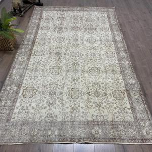 Tapis, 5,8x9,6 pieds, tapis vintage, tapis gris patchwork en laine - Product Image 1