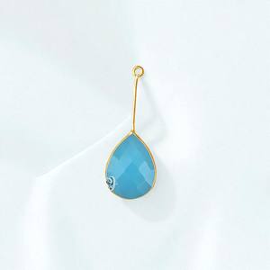 จี้ DIY รูปร่างลูกแพร์พลอยคาลซิโดนีสีฟ้าขนาด8x12มม. จี้ห้อย925เงิน-เครื่องประดับขายส่ง - Product Image 1