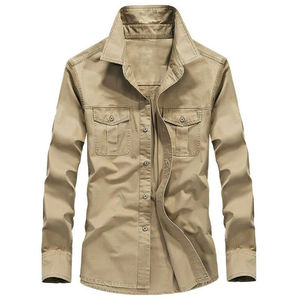 เสื้อเชิ้ตยีนส์เดนิมคุณภาพสูงสำหรับผู้ชาย ผ้าฝ้าย 100% คอตั้ง สีพื้น ไซส์ใหญ่ ดีไซน์ล่าสุดปี 2023 ระบายอากาศได้ดี แห้งเร็ว - Product Image 1