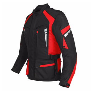 Chaqueta Cordura de moto roja y negra para hombre con protección blindada CE Touring a prueba de viento chaqueta textil Cordura de motocicleta de verano - Product Image 2