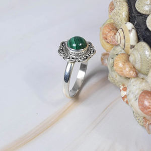 Anillo de malaquita Natural más vendido, Plata de Ley 925, joyería Bohemia redonda de 8mm, joyería personalizada al por mayor, proveedor de confianza - Product Image 6