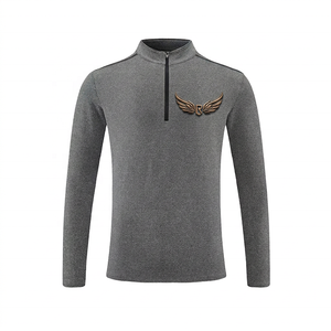 <b>Men's</b> <b>Grey</b> Half Zip Knitted Long Sleeve <b>Sweatshirt</b> Slim Fit Stand Collar Casual Autumn Wear Breathable Polyester Top - Product Image 2