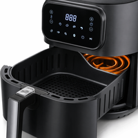 Friteuse à air de grande capacité 6L, friteuse électrique multifonctionnelle pour la maison, 1200W, commande tactile, corps en plastique, appareil de cuisson sans huile