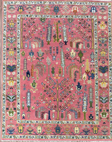 Tapis Oushak de luxe moderne fait à la main rose 100% Nouvelle-Zélande Laine Coupe Pile Coton Tapis Abstrait Arbre Design pour Salon