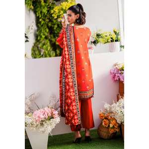 Conjunto de traje de tela estampada sin coser de 3 piezas rojo para mujer - Product Image 3