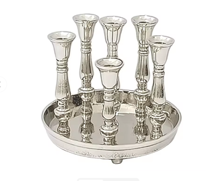 เชิงเทียนอะลูมิเนียม 6 ชิ้น สำหรับตกแต่งบ้านในวันคริสต์มาสและวันเกิด ที่วางเทียนโลหะ โคมไฟ และขวดใส่เทียน - Product Image 1