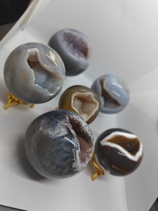 Sphère d'agate druzy naturelle polie, boule de cristal étincelante, pierre précieuse de quartz, décoration de guérison, méditation, Feng Shui, objet de collection - Product Image 3