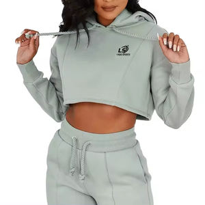 Nouveau arrivé meilleur prix qualité durable toutes les tailles disponibles taux d'usine votre propre impression femmes Crop Top Hoodies - Product Image 1