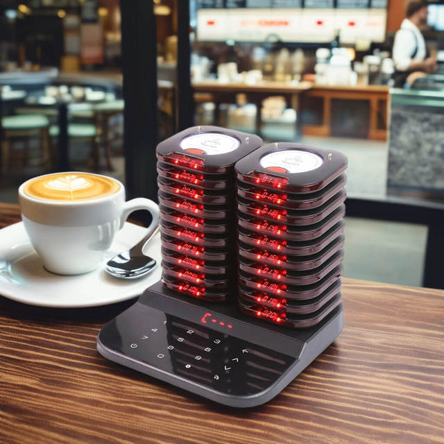 Wireless Coaster Pager with 20 Queue Pagers for Coffee Shops Restaurants Clinics Hospitals or Food Trucks