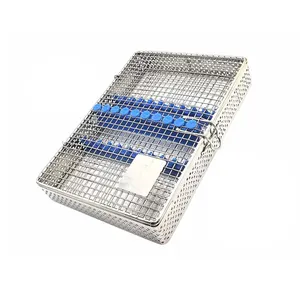牙科消毒无菌器械盒，用于07 pcs可拆卸高压釜不锈钢盒托盘架盒