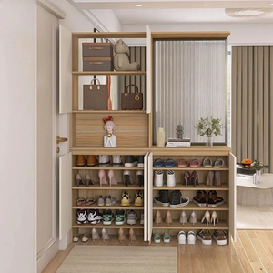Meuble de rangement à chaussures vintage français en bois massif, séparateur d'espace moderne pour entrée, salon, chambre, salle de bain, meuble de maison pour l'intimité - Product Image 2