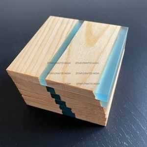 Unique Handmade <b>Round</b> Tea Best Coaster Wood Diamond Pattern Resin Coaster <b>Set</b> of <b>4</b> <b>for</b> Office & Home Hotel Restaurant Use <b>Table</b> - Product Image 2