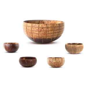 Juego de cuencos de concha de coco de madera de alta calidad sofisticados, logotipo grabado en laca Natural pulida para fiestas, venta al por mayor de Vietnam - Product Image 3