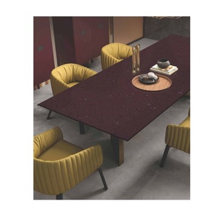 Dalle de comptoir en quartz rouge foncé résistante aux taches, taille personnalisée, surfaces de table en pierre artificielle bordeaux profond pour l'hôtellerie professionnelle - Product Image 1