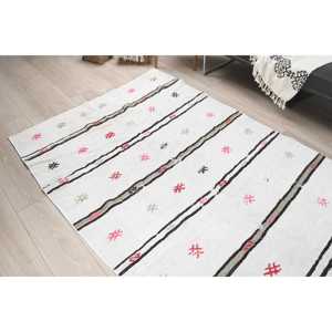 พรมวินเทจ 4.8x8.6 ฟุต (145x262 ซม.) พรมลายดอกไม้สีขาวสไตล์ตุรกี - Product Image 5