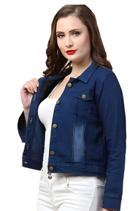 Veste en jean pour femmes sur mesure, légère, facile à porter, top tendance, respirante, vente chaude veste en jean pour femmes avec fabrication sur mesure - Product Image 2