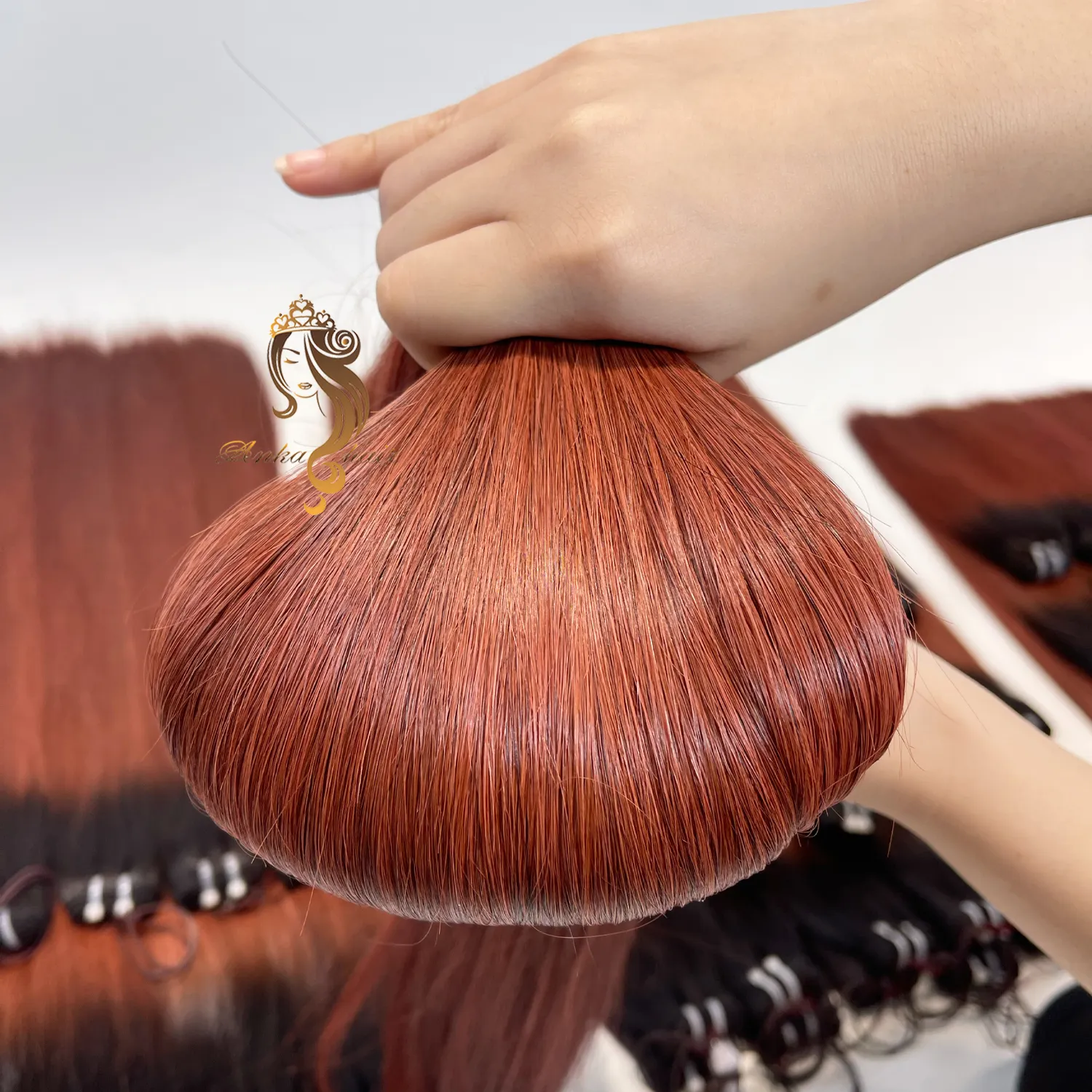 Incontournable, bon prix pour les acheteurs, trame de cheveux à la machine, cheveux lisses fabriqués à 100% à partir de cheveux vierges, Anka VietNam