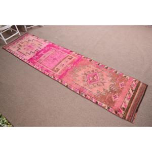 Tapis vintage 2,7 x 11,4 pieds, tapis turc Herki, tapis rose du sud-ouest en laine - Product Image 3