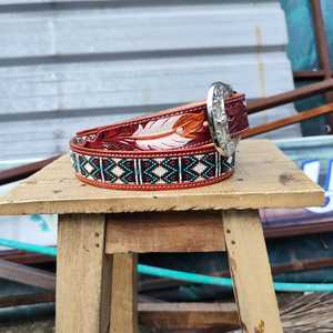 Cinturones de vaquero Unisex Vintage resistentes ecológicos florales pintados a mano con hebilla de aleación occidental de cuero genuino superventas - Product Image 2