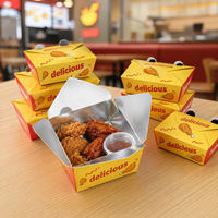 Boîtes alimentaires jetables en papier doublées d'aluminium, étanches et résistantes à la graisse, pour poulet frit, avec couvercles, emballage à emporter pour ailes de poulet BBQ