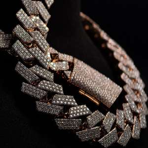 Bracelet cubain en moissanite serti de rhodium de luxe plaqué or rose, bijoux hip-hop pour les occasions de cadeaux et de fêtes - Product Image 5
