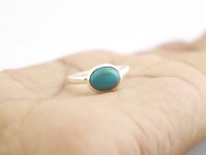 Natural <b>Turquoise</b> Oval Gemstone 925 Sterling Silver Bezel December Birthstone <b>Ring</b> For Unisex - Product Image 6