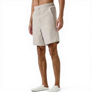 Pantalones Cortos Bermuda de Algodón de Color Sólido para Hombre, Cintura Elástica, Detalle de Cremallera Informal, Largo Medio - Product Image 1