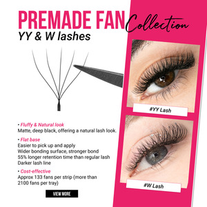 CharmLash <b>Lash</b> Tech Supplies Wholesale <b>Premade</b> Fans <b>Lashes</b> Packaging Loose Fan Symmetrical Time Saving Short Sharp Stem Oil-free - Product Image 5