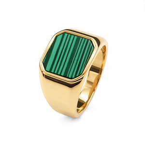 Bague signet Jeulia tendance style <span class=keywords><strong>Andy</strong></span> en or avec grappe de malachite - Product Image 1