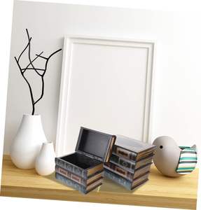 2 uds., decoración de libros, decoración de escritorio, cajas de joyería de madera, libros de diseño de pila de imitación, joyería Vintage - Product Image 2