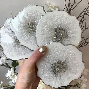 Hot Selling Resin <b>Coasters</b> Products Crystal Textured Resin <b>Coasters</b> Non-Toxic Anti-Skid <b>Tea</b> <b>Coasters</b> Resin Crafts Mats & Pads - Product Image 2