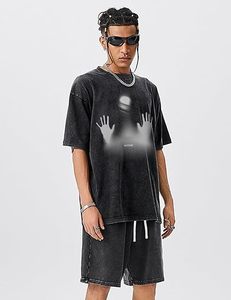 เสื้อยืดพิมพ์ลายกราฟิกผู้ชาย Y2k เสื้อยืดโอเวอร์ไซส์สไตล์วินเทจ เสื้อสตรีทแวร์ลำลอง แขนสั้น สีดำ ผ้าฝ้าย - Product Image 3