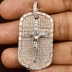 Colgante de Jesús Personalizado con Moissanita VVS Color D, Plata de Ley 925, Estilo Hip Hop, Chapado en Rodio, Unisex - Product Image 3