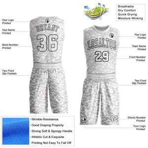 Vente en gros 100% polyester maille tissu noir camouflage sublimation impression basket-ball maillot cou côtelé XS taille pas cher Laker Shorts - Product Image 6