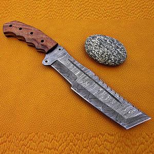 Cuchillo de Supervivencia de Acero de Damasco Hecho a Medida con Mango Sólido para Acampar, Bushcraft, Cocinar y Coleccionar - Product Image 2