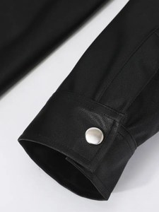 Camisa Casual de Hombre 100% Cuero, Personalizada, de Alta Calidad, Transpirable, Resistente al Viento, Ecológica, Tejida, Lisa, Corte Regular, Manga Larga - Product Image 5