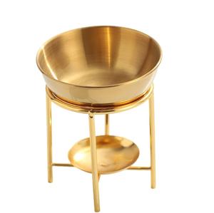 Quemador de Aceite de Metal Dorado Premium con Soporte Elevado, Calentador de Aceite de Aromaterapia de Lujo, Difusor de Aroma de Latón Hecho a Mano para Spa - Product Image 1