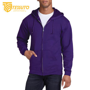 Hip Hop estilo pesado 100% algodón hombres Vintage Sudadera con capucha bordado personalizado de alta calidad con diseño de cremallera - Product Image 1