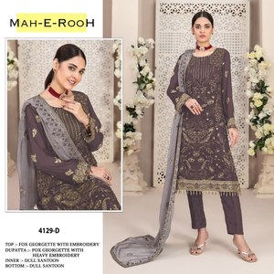 Travail de broderie en georgette pakistanaise indienne fantaisie Salwar Kameez avec travail de broderie Dupatta par les exportations indian Mart - Product Image 5