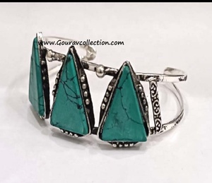 สร้อยข้อมือแฟชั่น Boho สีเทอร์ควอยซ์สำหรับผู้หญิง GC-BL-299กำไลทองเหลืองสำหรับให้เป็นของขวัญ - Product Image 1