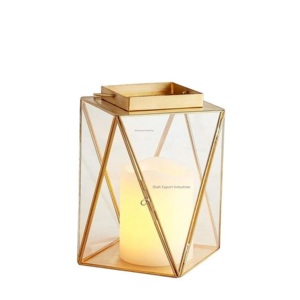 Brass and Glass Luxurious Golden <b>Hurricanes</b> Candle <b>Lantern</b> for Home and Christmas Tabletop Lighting Decorations - Product Image 6