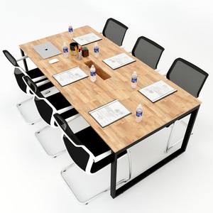 โต๊ะประชุมทรงสี่เหลี่ยมมินิมอล 100x200 ซม. ขาเหล็ก ต้องประกอบเอง HBRT009 - Product Image 2